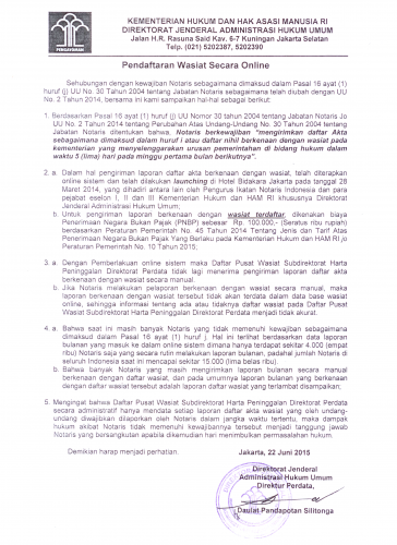 Pengumuman Direktorat Jenderal Administrasi Hukum Umum Kementerian Hukum Dan Ham Ri